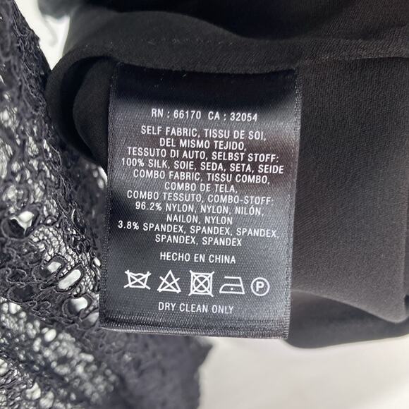 Anthropologie Leifsdottir Womens Black Silk Chiffon Lace Sleeve Blouse 14 New - Picture 8 of 13